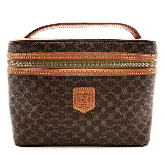 Celine MC96 Vanity Bag Handbag Cosmetic Pouch Macadam PVC Brown Ladies Men