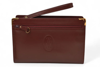 Cartier Clutch Bag Must Line Cartier Vintage Men's Bag Leather Bordeaux