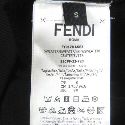 Fendi Fy0178 100% Cotton FF Logo Zucca Patch Sweatshirt Black S Made In Italy