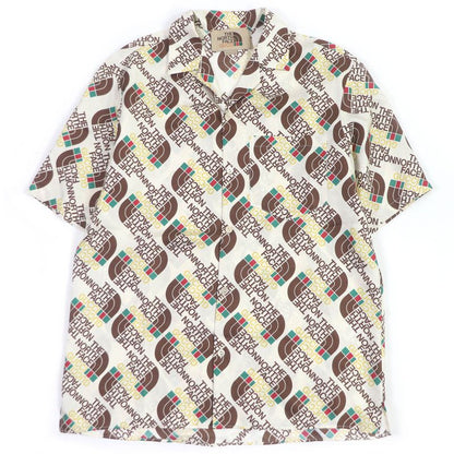 Gucci THE North FACE The North Face 654766 100% Silk Full Logo Open Collar