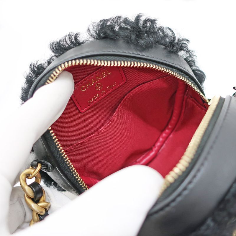 Chanel Round Boa Shoulder Bag Chanel 19 Black Ap0945 Gold Chain Round