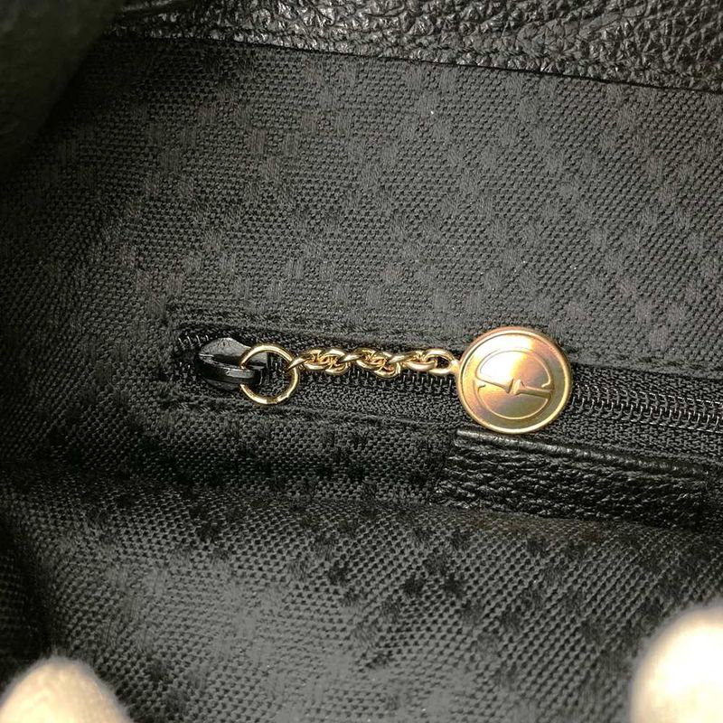 Gucci 00319560030 Backpack Daypack Black Suede/leather Bamboo Women's