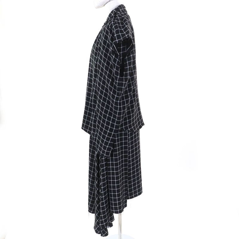 Balenciaga 556247 Checked Asymmetrical Cutoff Oversized Vest Sleeveless Dress
