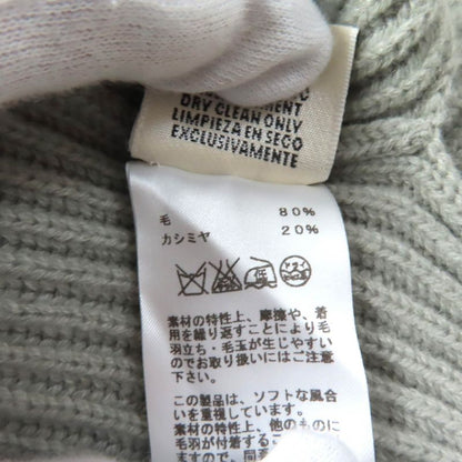 Hermes Cashmere Blend V-neck French Sleeve Ribbed Knit Tunic Dress Gray 36 Made