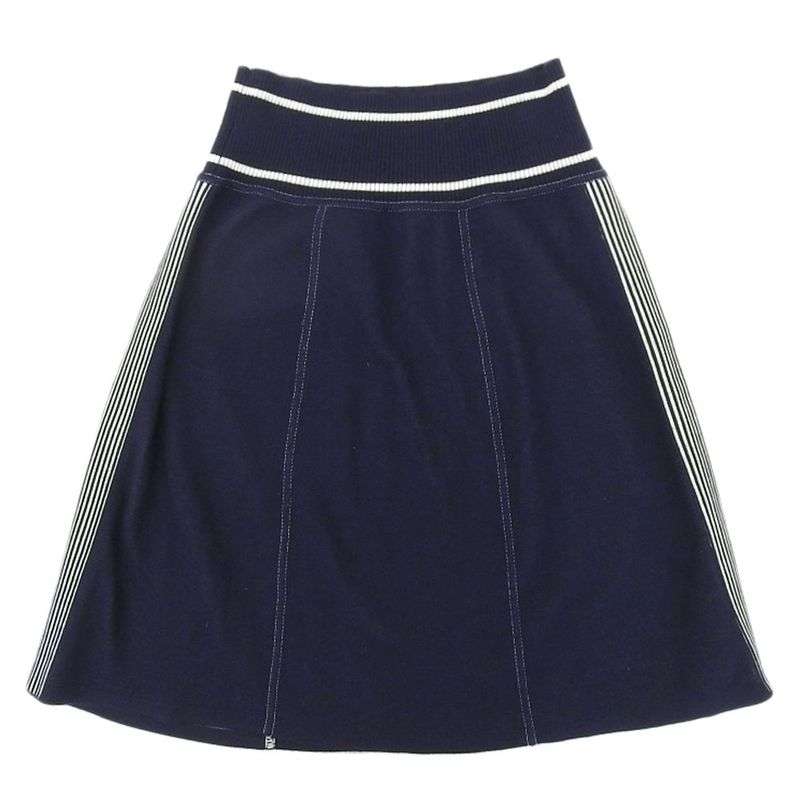 Table Chanel 08C P32498 Cashmere Side Stripe Airplane Stitch Knit Skirt Navy