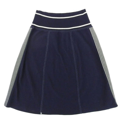 Table Chanel 08C P32498 Cashmere Side Stripe Airplane Stitch Knit Skirt Navy