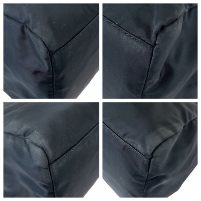 Prada Tessuto Triangle Logo Plate Black Silver Hardware Nylon Tote Bag Shoulder