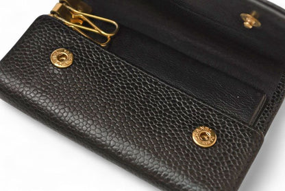 Chanel Key Case Chanel 6-slot CC Mark Caviar Skin Black Gold Hardware