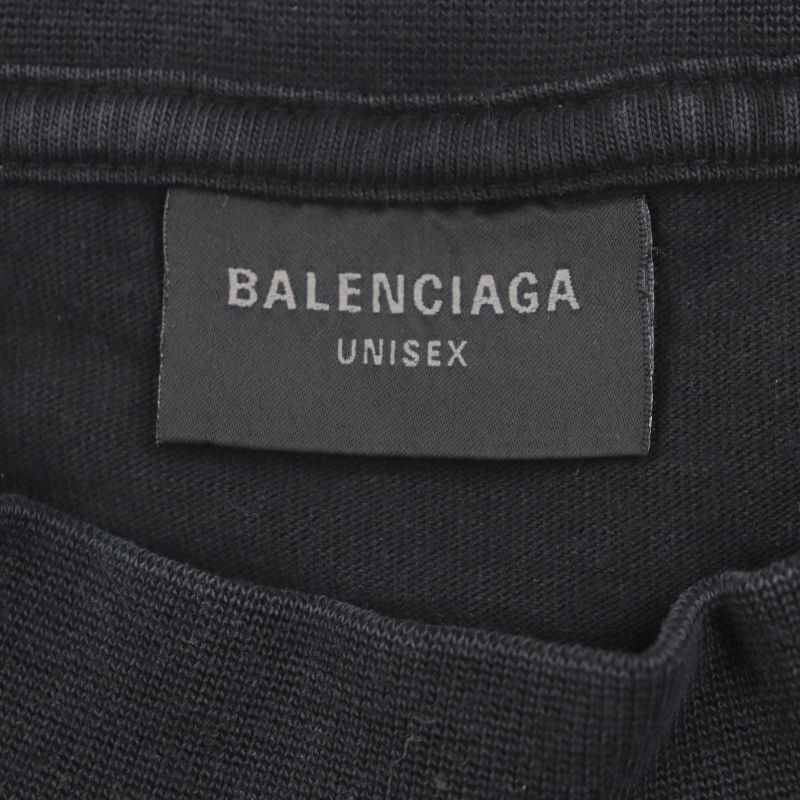 Balenciaga 22AW 712398 Be Different 100% Cotton Unisex Oversized Damaged Crew