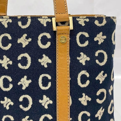 Celine Handbag Navy Blue Beige White C Macadam Excellent Condition