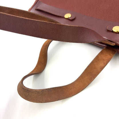 Hermes Herbag Cabas Su GM □F Engraved Leather × Canvas Brown Shoulder Bag Gold