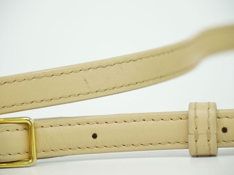 Authentic Loewe Goya Small Shoulder Bag Pochette Leather Beige Goya Bag