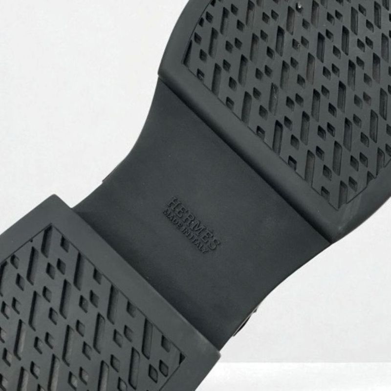 Hermes Veo Boots Short Boots Shoes Suede Mouton Black Silver Kelly Hardware