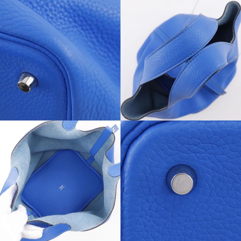 Hermes Picotin Lock MM Taurillon Clemence Blue Idylla Blue X Ladies Handbag