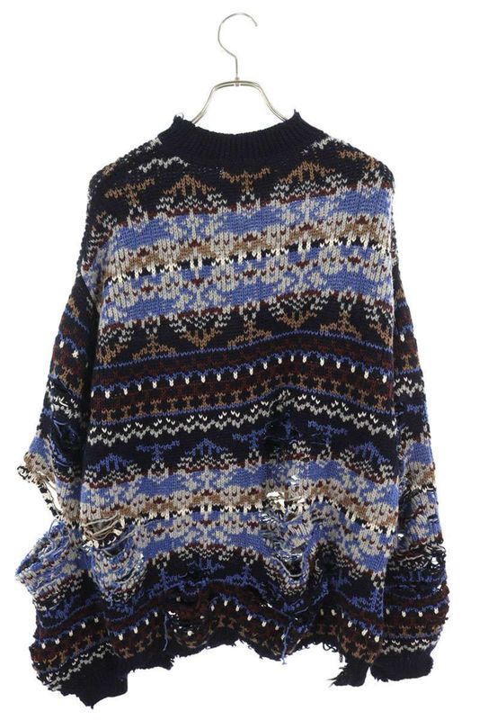 Balenciaga 21AW 662518 T1602 Destroy Oversize Knit Men's XS