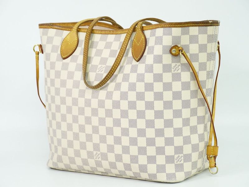 Authentic Louis Vuitton LV New Shape Neverfull MM Damier Azure Tote Bag White