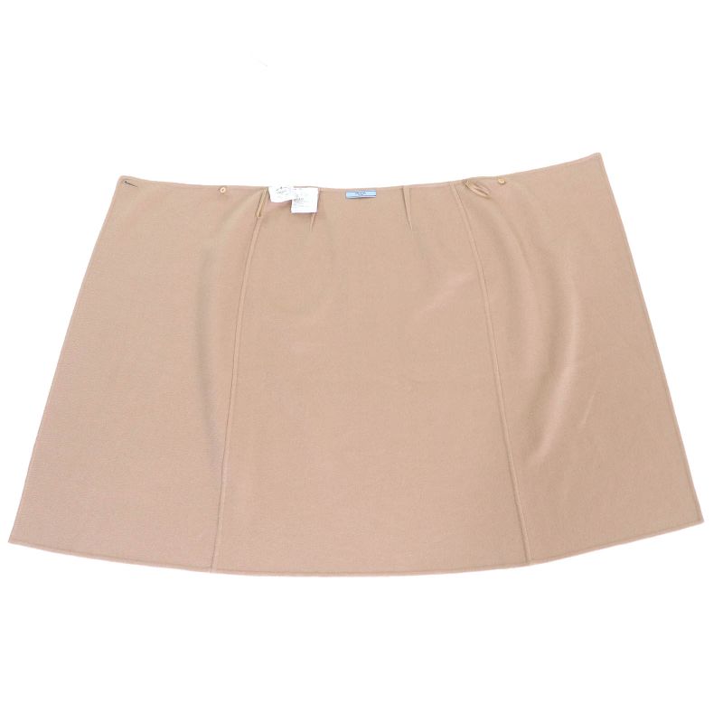 Prada 22AW P151v 100% Cashmere Logo Buttons Long Wrap Skirt Beige 40 Made In