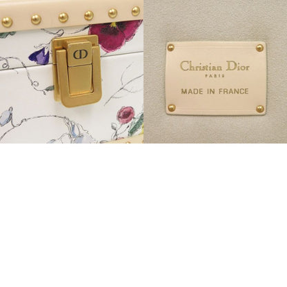 Christian Dior Flower Floral Trunk Leather White Small Bag 1360 Christian Dior