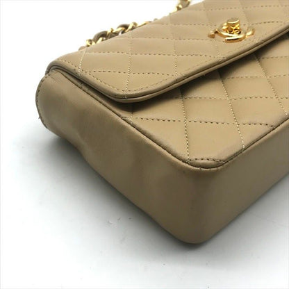 Chanel CC Logo Mini Quilted Turnlock Shoulder Bag Beige