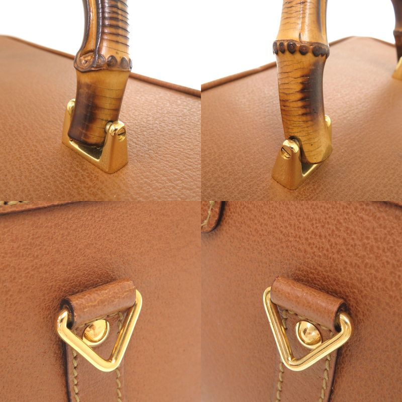 Gucci Bamboo 013 122 2491 Leather Brown 2WAY Vanity Bag Brown 0277 Gucci