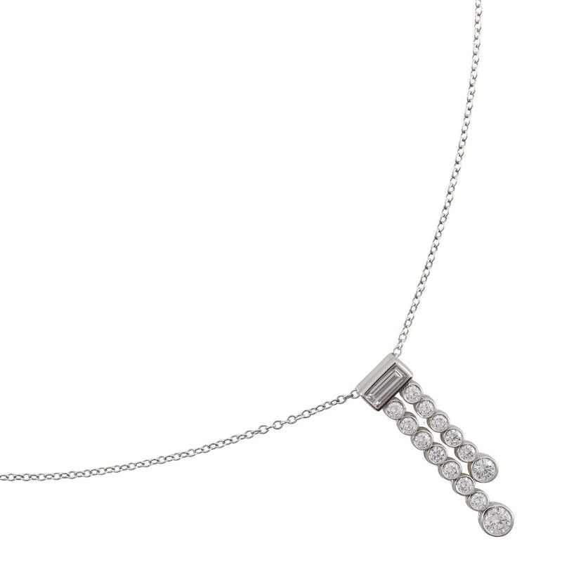 Tiffany & Co Jazz Double Drop Pt950platinum X Diamond Ladies 4.7g Necklace