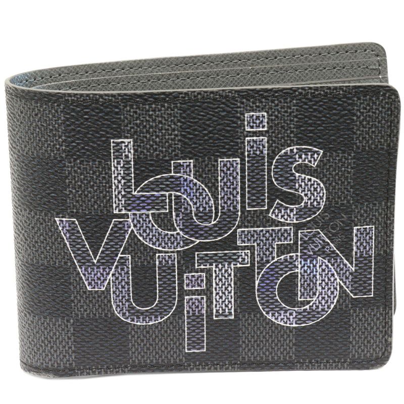 Louis Vuitton Bifold Billfold Without Coin Purse Damier Graphite Link Gray