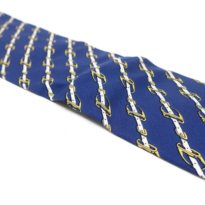 Hermes Necktie Harness 9cm (3.54in) Silk Navy and Multicolor Navy Blue Belt