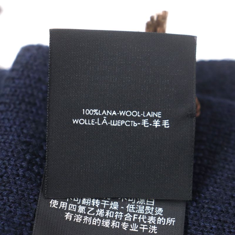 Gucci 550601 Interlocking G Embroidered 100% Wool Knit Scarf Navy Made