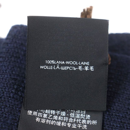 Gucci 550601 Interlocking G Embroidered 100% Wool Knit Scarf Navy Made