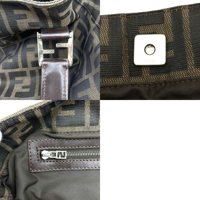 Fendi Zucca Handbag Tote Bag Nylon Brown Khaki Women