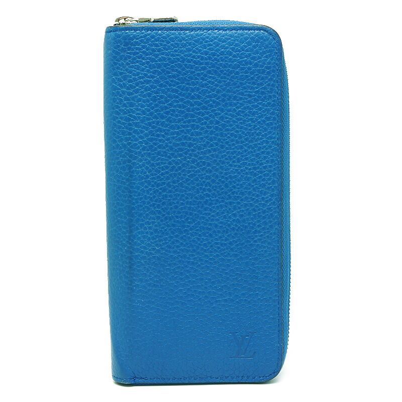 Louis Vuitton LV Zippy Wallet Vertical M58411 Taurillon Leather Blue Round Zip