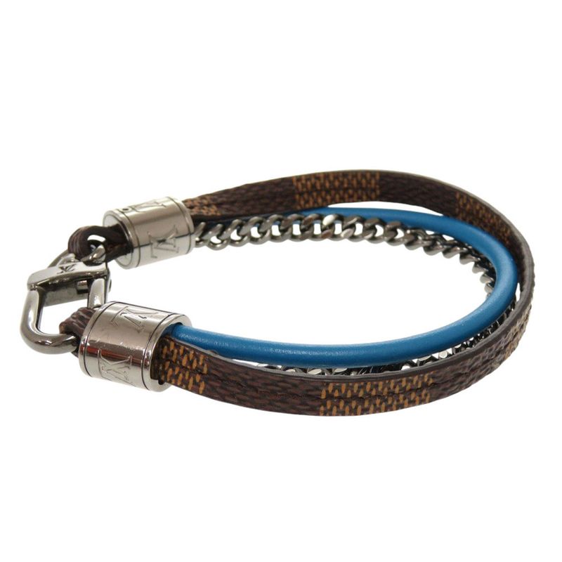 Louis Vuitton Bra Scuff LV Treble Damier Leather Brown Blue Bracelet LV 0002