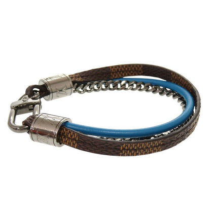 Louis Vuitton Bra Scuff LV Treble Damier Leather Brown Blue Bracelet LV 0002