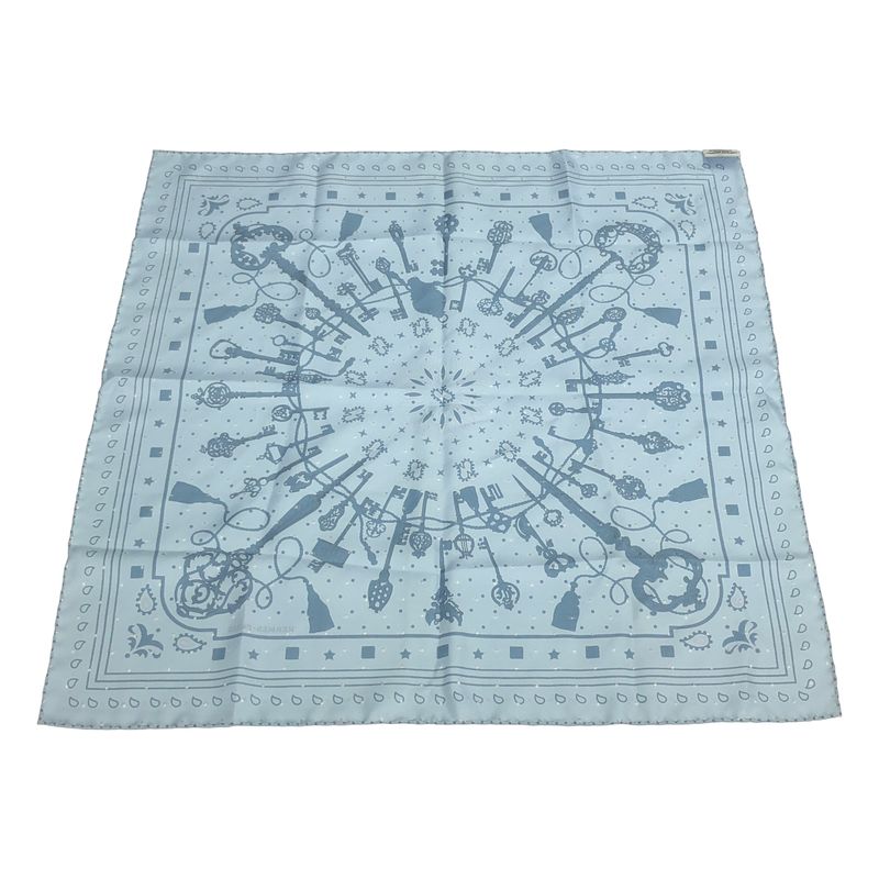 Hermes 2023 Carré 55 Les Cles Primeur Silk Scarf Blue