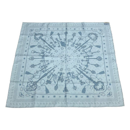 Hermes 2023 Carré 55 Les Cles Primeur Silk Scarf Blue