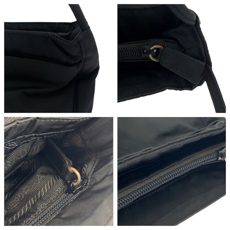 Prada Tessuto Triangle Logo Plate Black Silver Hardware Nylon Tote Handbag