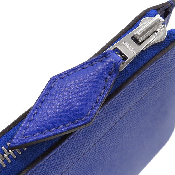 Hermes Clutch Bag Zip Tablet Vaux Epson Blue Electric Silver Hardware Blue