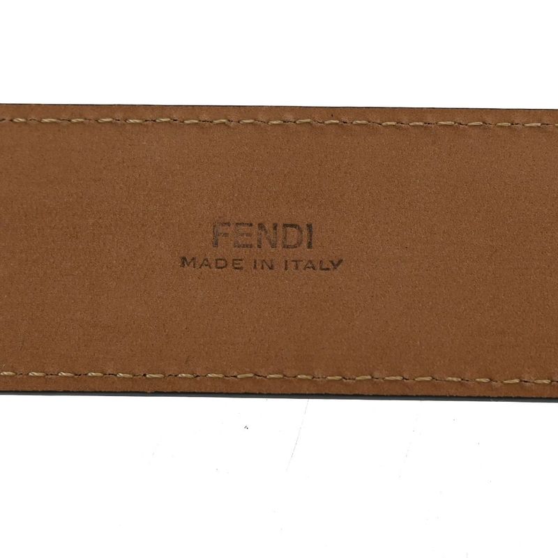 Fendi Belt FF Logo Zucca Pattern Brown Black Silver 37ka756