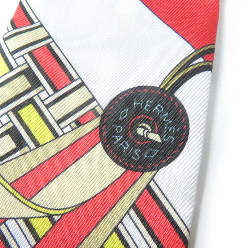 Hermes Brides Et Gris-gris Horse Maitreya And Charm 100% Silk Rouge/white/mordre