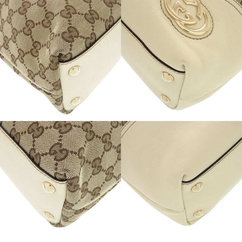 Gucci GG Canvas/leather Beige Tote Bag 1248 Gucci