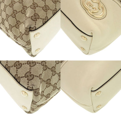 Gucci GG Canvas/leather Beige Tote Bag 1248 Gucci