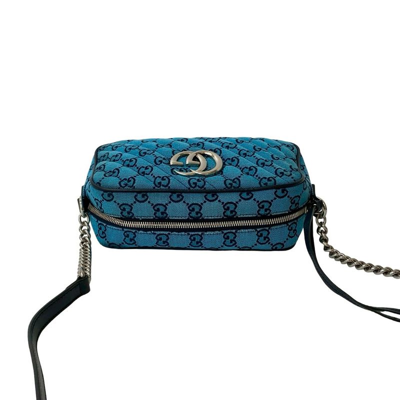 Gucci GG Marmont Canvas Leather Chain Shoulder Bag Pochette
