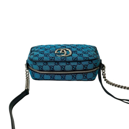 Gucci GG Marmont Canvas Leather Chain Shoulder Bag Pochette