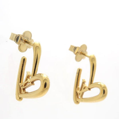 Louis Vuitton Book De Reuil Heart Fallen Love PM Earrings M00463 Gold Color GP