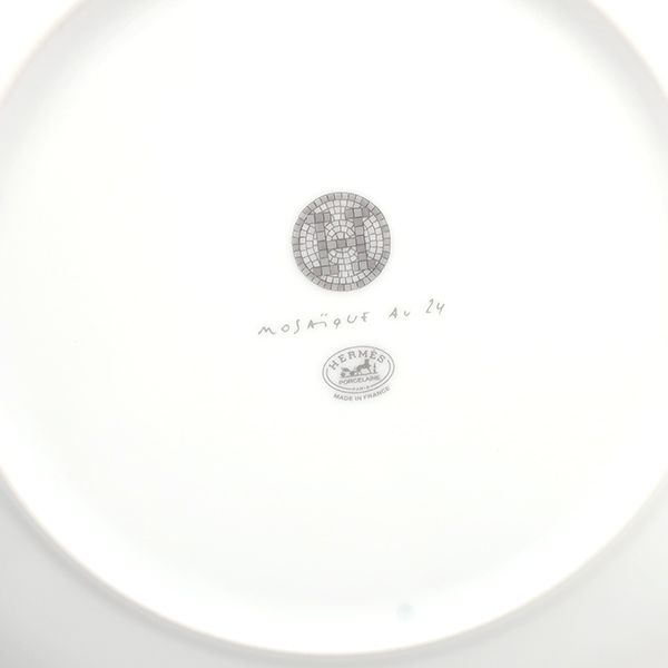 Hermes Tableware Dess Ert Plate Mosaic 24 Porcelain Platinum Porcelain Dish
