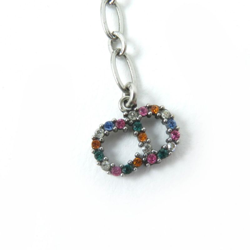 Christian DIOR Logo Choker With Rhinestones Black Multicolor Storage With Bag