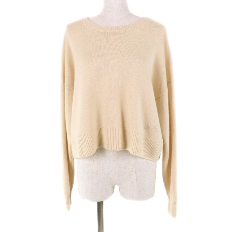 Celine 2a20o152i 100% Cashmere Salky Embroidered Crew Neck Long Sleeve Sweater