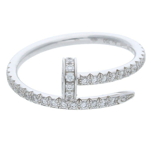 Cartier Juste UN CLOU RING SM Juste Un Clou 18K White Gold PAVE Diamond Ring