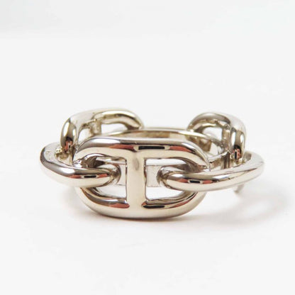 Hermes Lucade Chaine D'ancre Scarf Ring Metal Silver With Box Ladies