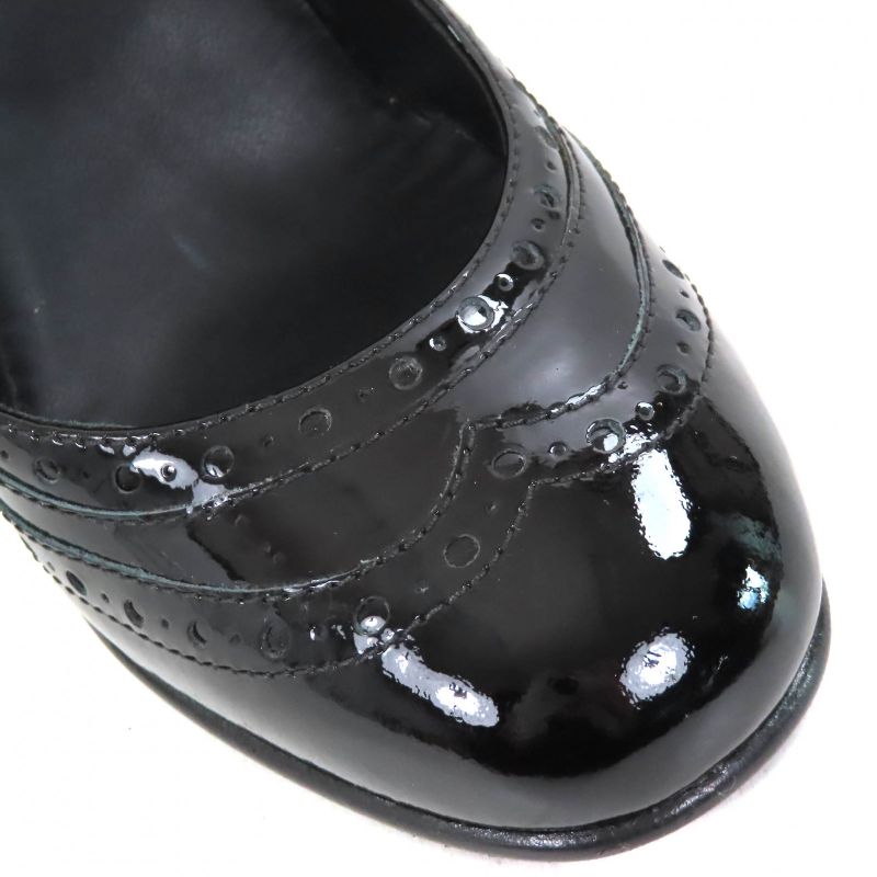 CHANEL G31216 Patent Leather Perforated Wedge Sole Pumps Black 36.5 Storage